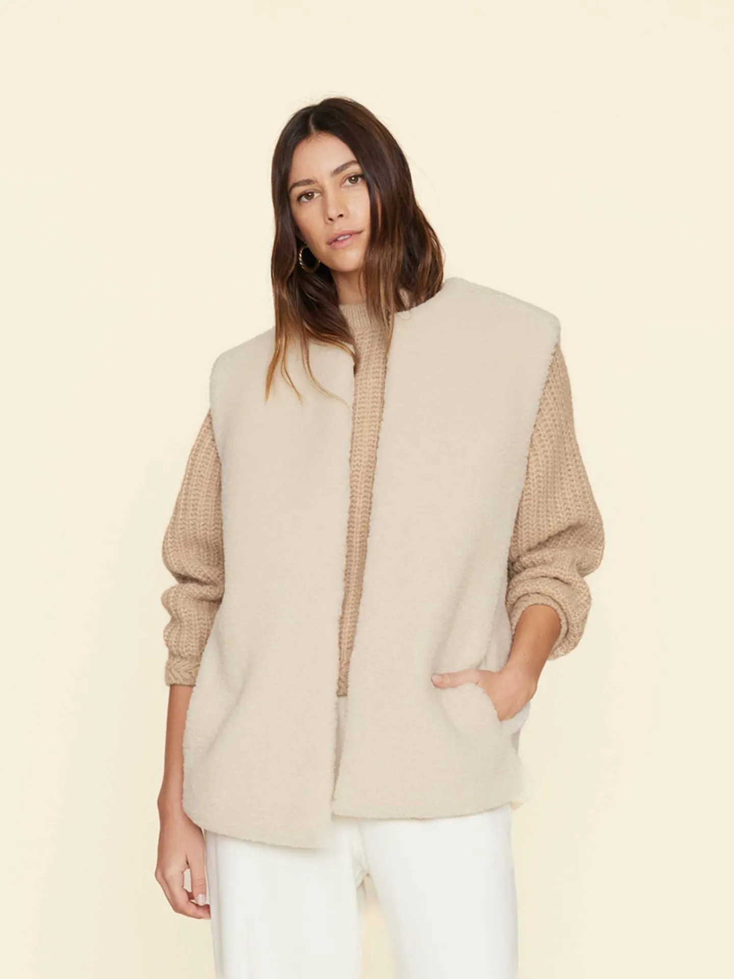 Thea Shearling Vest in Cream